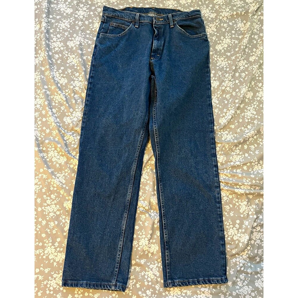 Wrangler Premium Quality Men’s Blue 32x30 Dark Wash Straight Stretch Denim Jeans